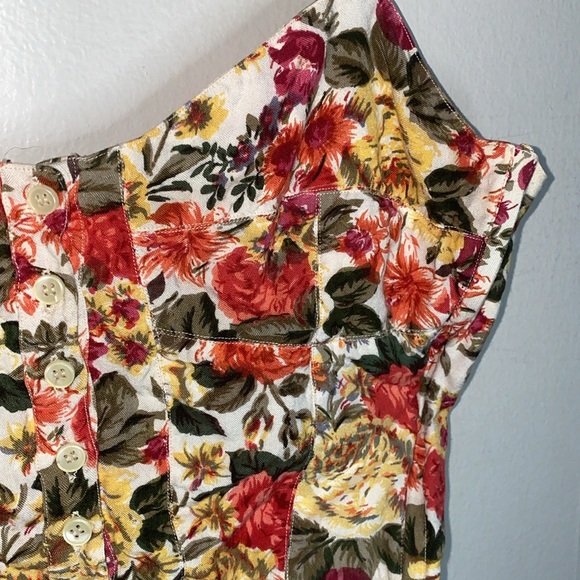 🐚Vintage Blue Cabana floral button up crop top! - Picture 2 of 8
